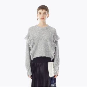 3.1 Phillip Lim Cropped Fringe Alpaca Sweater (Grey melange)